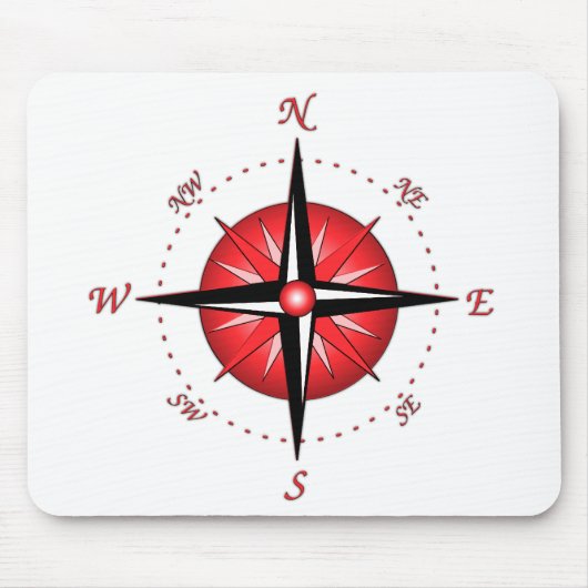 Rote Kompassrose Mousepad (Vorne)