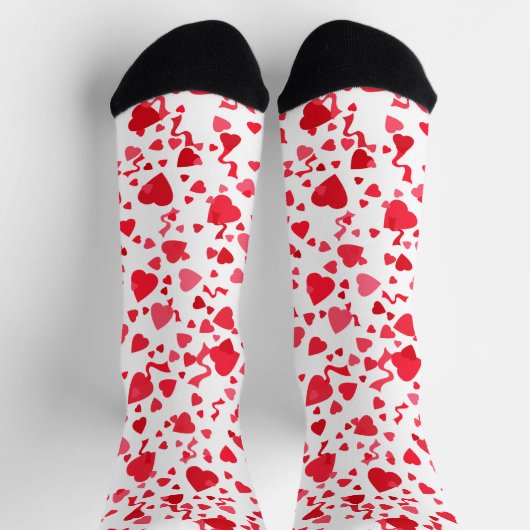 Rote Konfetti-Herzen-Muster Socken (Oben)