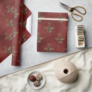 Rote Königin Biene Gold Elegantes Geschenk Geschenkpapier