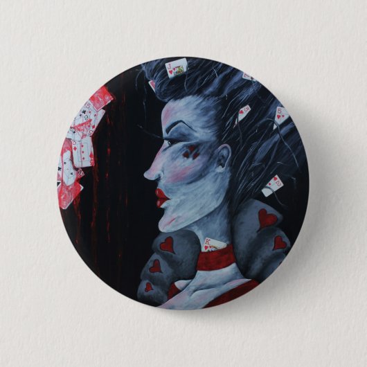 Rote Königin des Herzens Alice Wonderland Fantasy Button (Vorderseite)