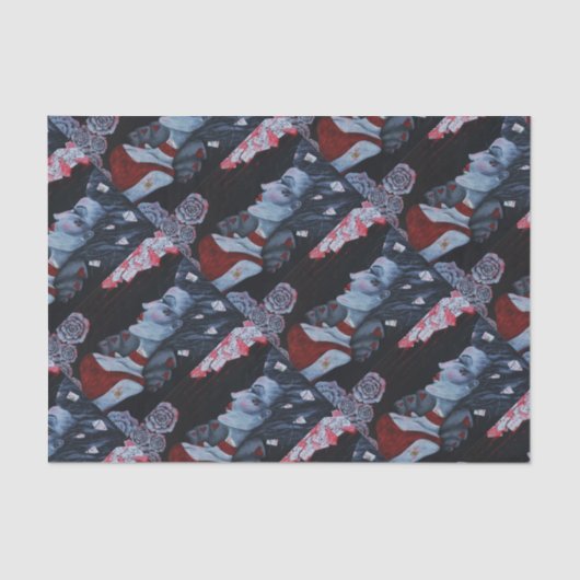 Rote Königin-Herz-Alice-Märchenland-Rosen Goth Seidenpapier (Vorderseite)