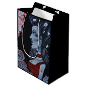 Rote Königin Herz Alice Wonderland Rose Kunst Mittlere Geschenktüte (Vorderseite Schrägansicht)