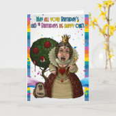 Rote Königin, Märchenland-Geburtstags-Karte Karte (Gelbe Blume)