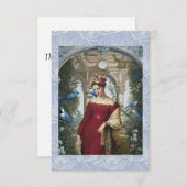 Rote Königin mit blauen Vögeln Dankeskarte (Vorne/Hinten)