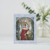 Rote Königin mit blauen Vögeln Postkarte (Stehend Vorderseite)