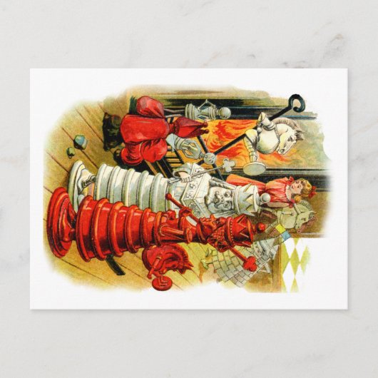 Rote Königin und weißer König ins Feuer Postkarte (Vorderseite)