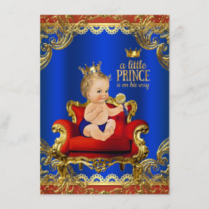 Rote königliche blaue goldene Stuhl Prinz Baby Sho Einladung