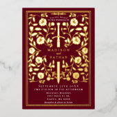 Rote Königliche Hochzeit des Mittelalters Folieneinladung (Vorderseite)