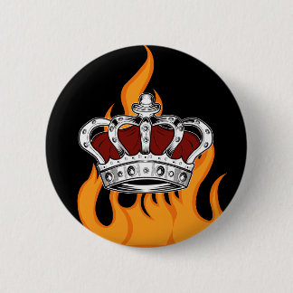 Rote Königskrone Feurige Flammen Button