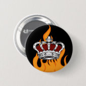 Rote Königskrone Feurige Flammen Button (Vorne & Hinten)