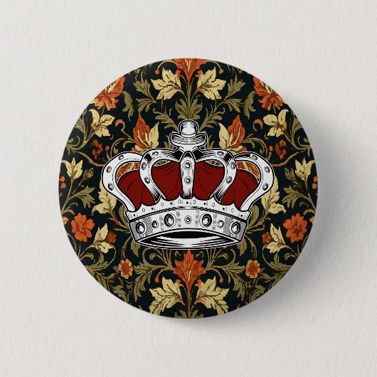 Rote Königskrone Orange Gelbe Blumen Button (Vorderseite)