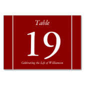 Rote, konservative, Low-Key-Tischnummer-Karte Tischnummer (Vorderseite)