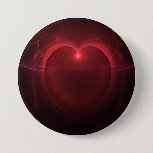 Rote Kontur Lighted Heart Over Black Artwork Button (Vorderseite)