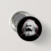 Rote Kontur/Schwarzes Karl Marx Button (Vorne & Hinten)