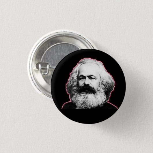 Rote Kontur/Schwarzes Karl Marx Button (Vorne & Hinten)