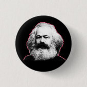 Rote Kontur/Schwarzes Karl Marx Button (Vorderseite)