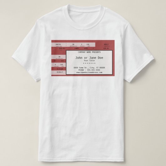 rote Konzertkarte T-Shirt (Design vorne)