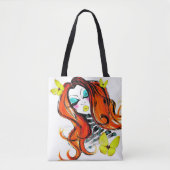 Rote Köpfe und Schmetterlinge Doppelseitige Tasche (Vorderseite)