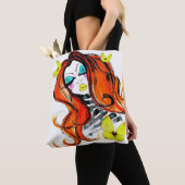 Rote Köpfe und Schmetterlinge Doppelseitige Tasche (Von Nahem)