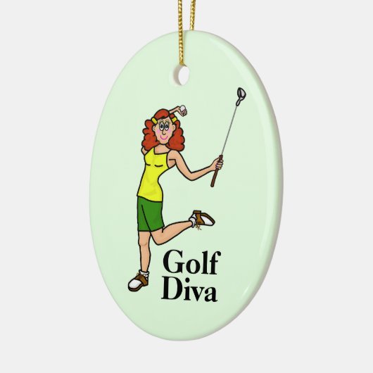 Rote Kopffrau Golfer Ornament (Links)