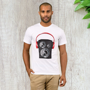 Rote Kopfhörer Lautsprecher Grafik Musik Audio T-Shirt