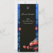ROTE KORALE ROSE, AQUA BLUE BLACK DAMASK MONOGRAMM EINLADUNG (Rückseite)