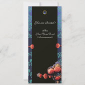 ROTE KORALE ROSE, AQUA BLUE BLACK DAMASK MONOGRAMM EINLADUNG (Rückseite)