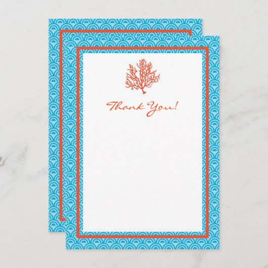 Rote Koralle danken Ihnen zu kardieren Dankeskarte (Vorne/Hinten)