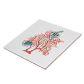 Rote Koralle mit tropischen Fischen, Fliese (Seite)