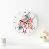 Rote Koralle mit tropischen Fischen, Große Wanduhr (Zuhause)
