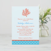 Rote Korallen-Brautparty-Einladung Einladung (Stehend Vorderseite)