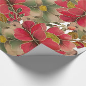 Rote Korallen, goldfarbene Aquarellfarben Geschenkpapier (Ecke)