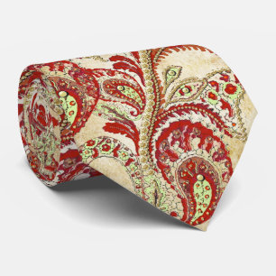 Rote Korallen-Limette Paisley Hochzeitskrawatte Krawatte