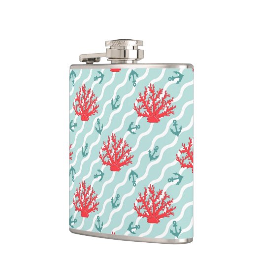 Rote Korallen-Muster 1 Flachmann (Links)