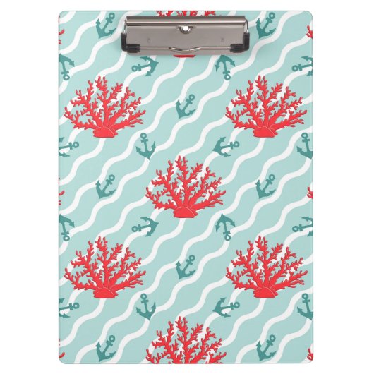 Rote Korallen-Muster 1 Klemmbrett (Vorderseite)