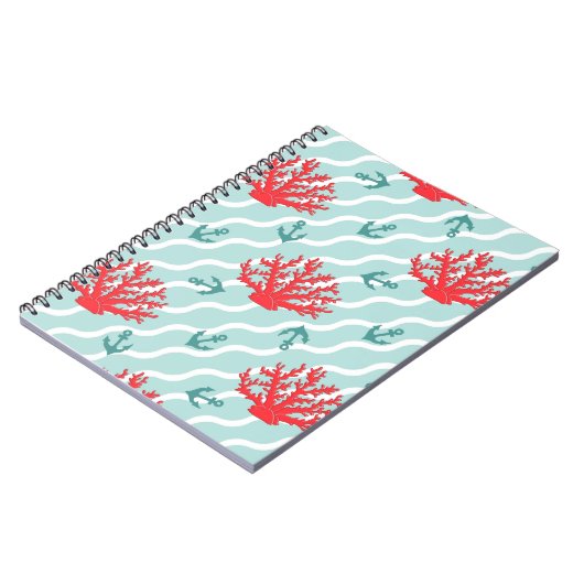 Rote Korallen-Muster 1 Notizblock (Linke Seite)