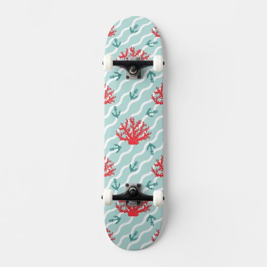 Rote Korallen-Muster 1 Skateboard (Vorderseite)