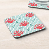 Rote Korallen-Muster 1 Untersetzer (Linke Seite)