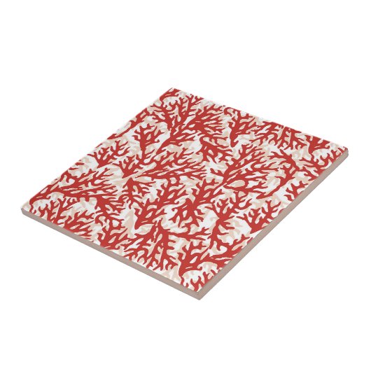 Rote Korallen-Muster 2 Fliese (Seite)