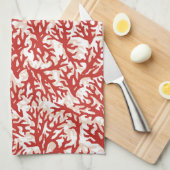 Rote Korallen-Muster 2 Geschirrtuch (Viertel Falte)