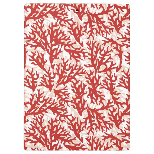 Rote Korallen-Muster 2 Klemmbrett (Rückseite)
