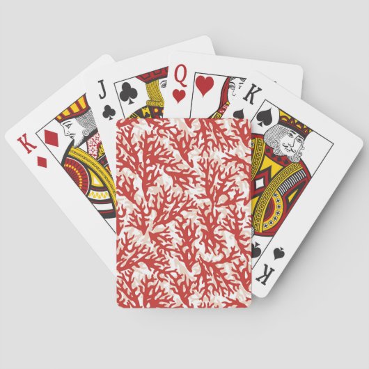 Rote Korallen-Muster 2 Spielkarten (Rückseite)