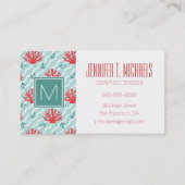 Rote Korallen-Muster Visitenkarte (Vorderseite)