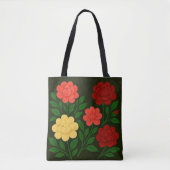 Rote, korallenrote und gelbe Blume Tasche (Vorderseite)