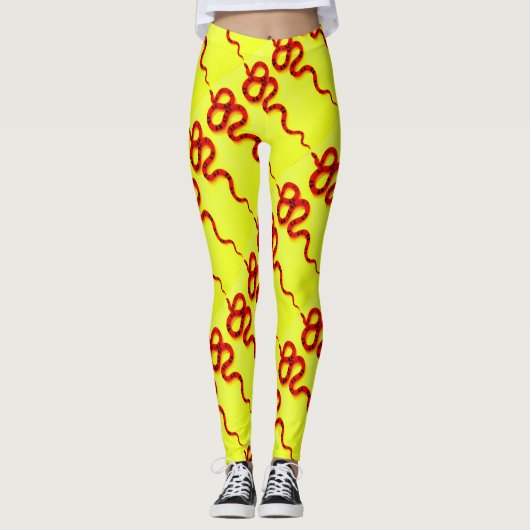 Rote Korallenschlangen gelb Leggings (Vorderseite)