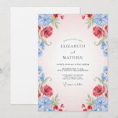 Rote Kornblumen Mohn Hochzeit Einladung (Vorne/Hinten)
