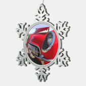 Rote Korvette ~ Zinnverzierung Schneeflocken Zinn-Ornament (Rechts)