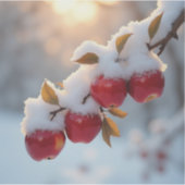Rote, köstliche Äpfel im Schnee Aufkleber (Vorderseite)