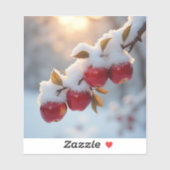 Rote, köstliche Äpfel im Schnee Aufkleber (Blatt)