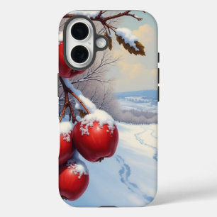 Rote köstliche Äpfel und Schnee iPhone 16 Hülle